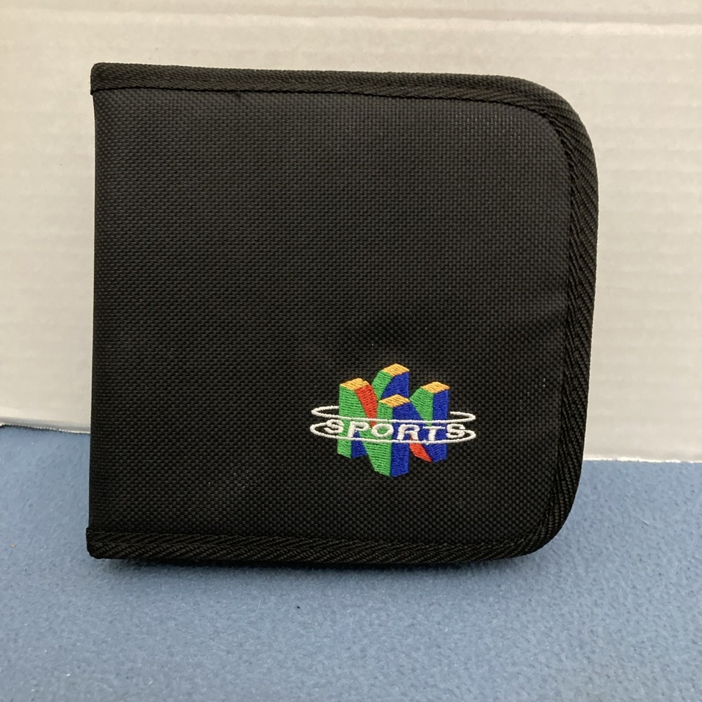 Nintendo N64 Sports Black Zipper Game‎ Storage Wallet/Case with Carry Strap